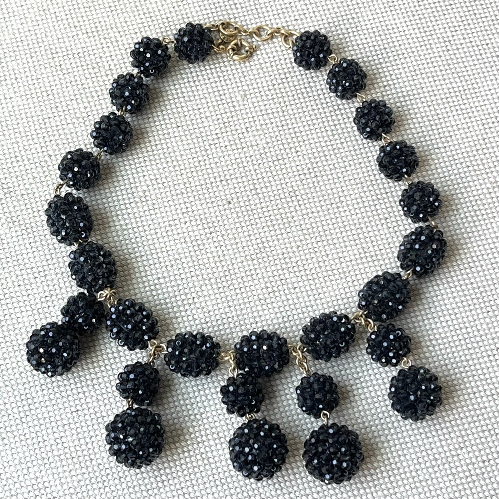 J. Crew Statement Necklace in Black Crystal Beads